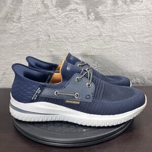 Skechers Slip-ins: Delson 3.0 Mens Size US 9 Navy Roth Stretch Laces Casual Shoe